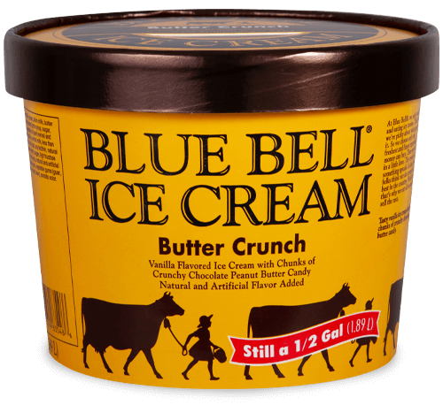 Blue Bell Butter Crunch Ice Cream in half gallon