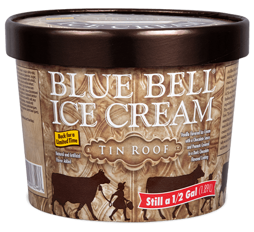 Blue Bell Tin Roof Ice Cream in half gallon